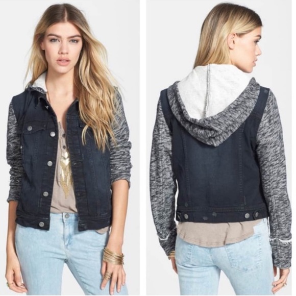 Free People Hooded Denim Jacket
